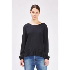 Gas Black Polyester Long Sleeve Women's T-Shirt